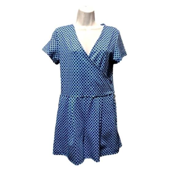 Sailor-Sailor Women's Size Medium Blue Romper Geometric Print Nautical - Picture 1 of 7